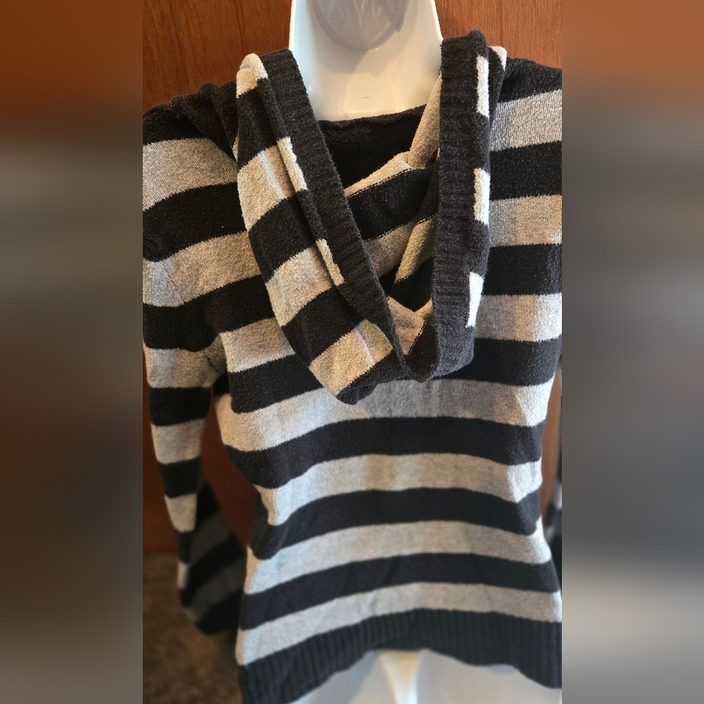 OP Black & Gray Striped Hoodie Sweater Jr's SzL - Picture 4 of 5